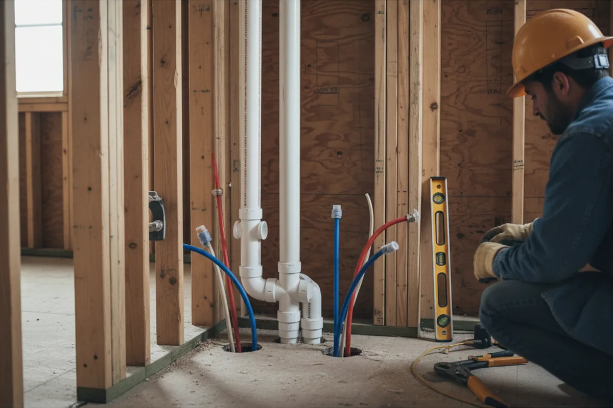 Drain and supply rough-in during Garbage Disposal Repair in Skidmore