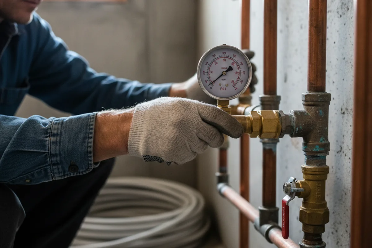Pressure testing a repaired line during Water Line Repair in Skidmore